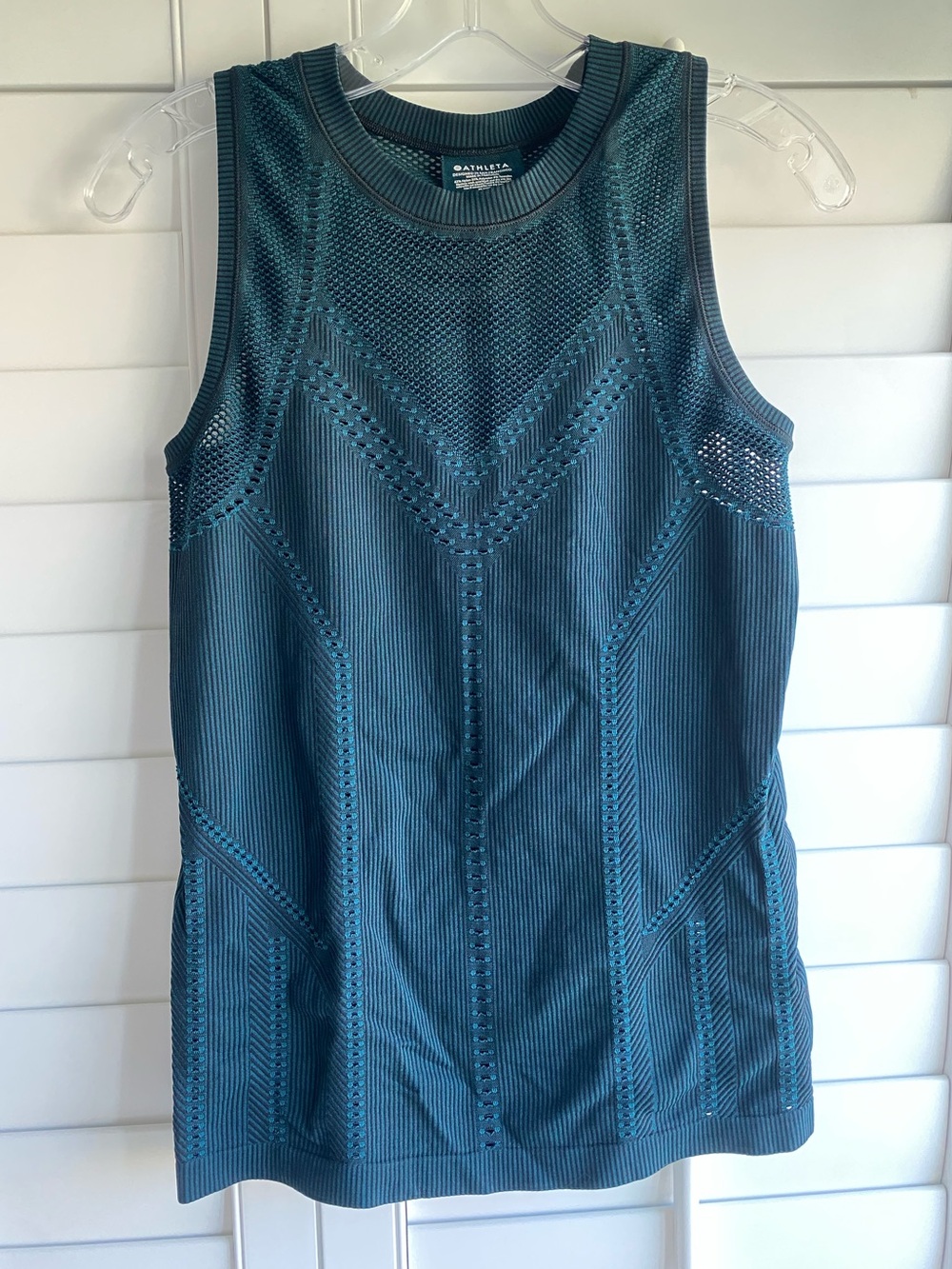 Athleta Oxygen Two-Toned Seamless Tank Poseidon Blue Teal Medium